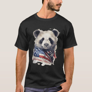 Patriotic Panda trägt die Flagge der USA für den 4 T-Shirt