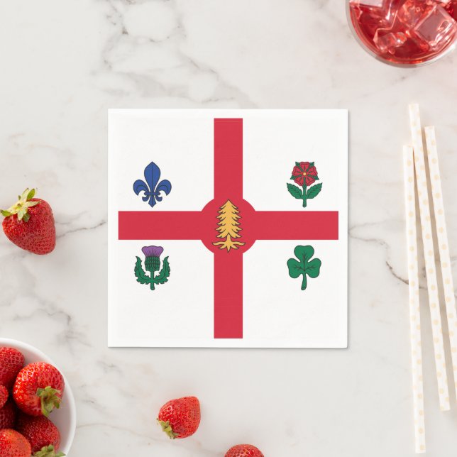 Patriotic paper napkins with flag of Montreal Serviette (Beispiel)