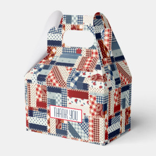 Patriotic Patchwork Quilt Favor Box Geschenkschachtel
