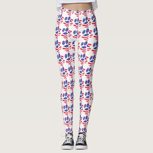 Patriotic Paw Print Leggings (Vorderseite)