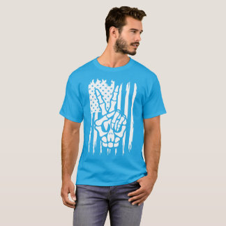 Patriotic Peace American Flag Skeleton Hand T-Shirt
