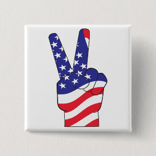 Patriotic Peace Sign USA Button