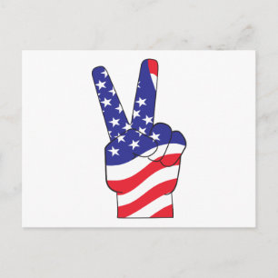 Patriotic Peace Sign USA Postkarte