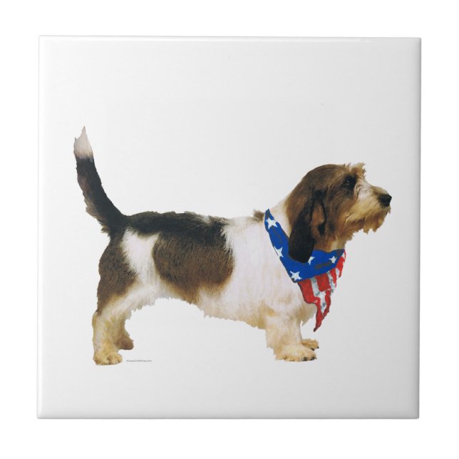 Patriotic Petit Basset Griffon Vendeen Fliese (Vorderseite)