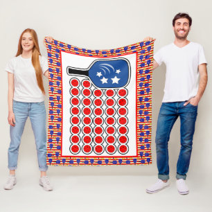 Patriotic Pickleball Red White Blue American Flag Fleecedecke