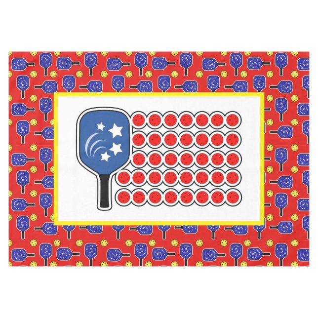 Patriotic Pickleball Red White Blue American Flag Tischdecke (Vorderseite (Horizontal))