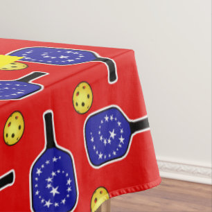Patriotic Pickleball Red White Blue American Flag Tischdecke