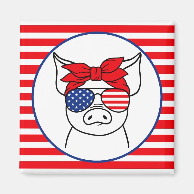 Patriotic Pig Magnet (Vorne)