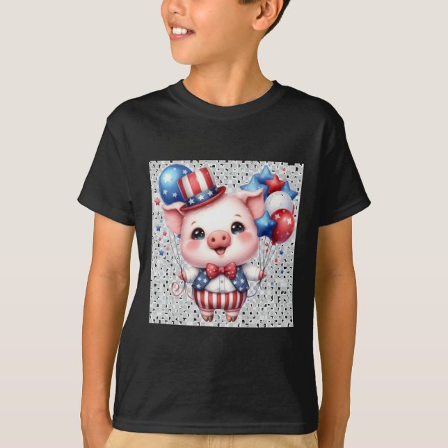 Patriotic Pig Sticker T-Shirt (Vorderseite)