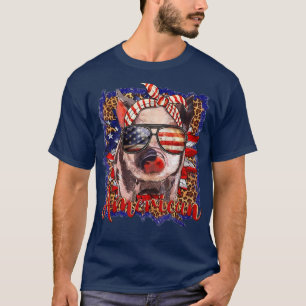 Patriotic Pig Usa Flag 4th Of July Sunflower Leopa T-Shirt