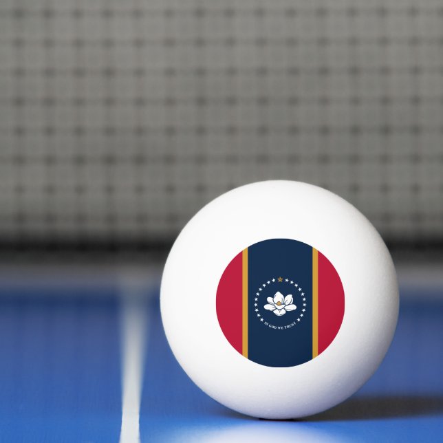 Patriotic ping pong ball with Flag of Mississippi Tischtennisball (Netto)