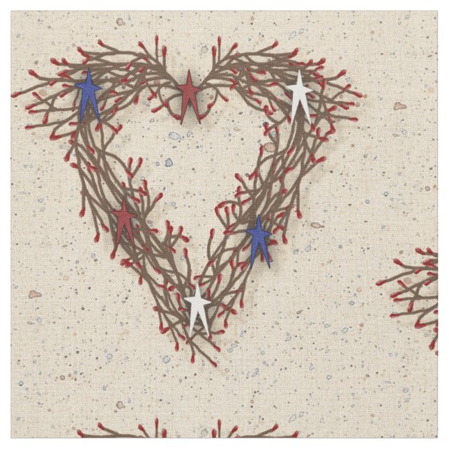 Patriotic Pip Berry Heart Fabric Stoff (Nahaufnahme)