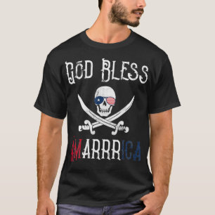 Patriotic Pirate Sprichwort God Bless America Arrr T-Shirt
