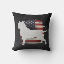 Patriotic Pitbull American Flag Throw Kissen