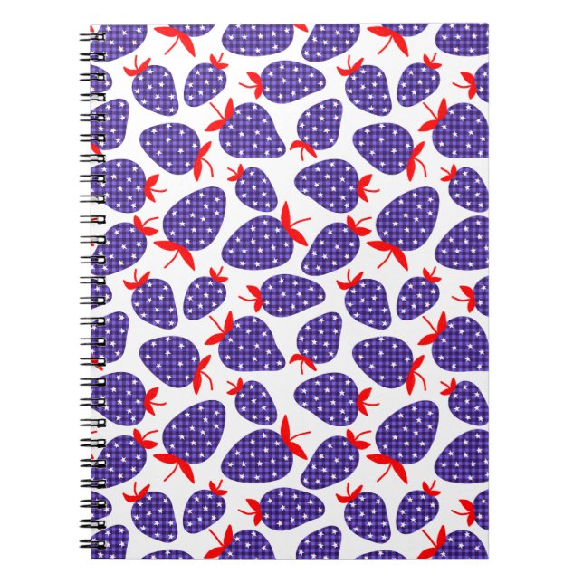 Patriotic Plaid Strawberry Notizblock (Vorderseite)