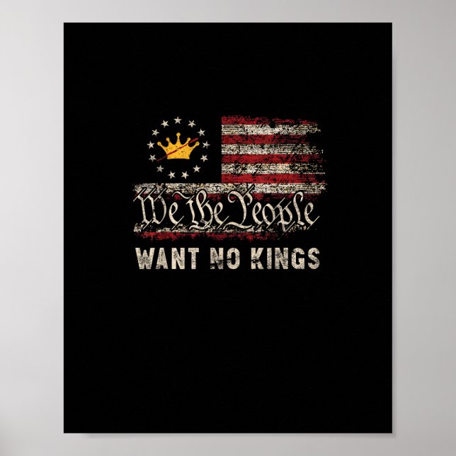 Patriotic Politics Protest No Kings In America Poster (Vorne)