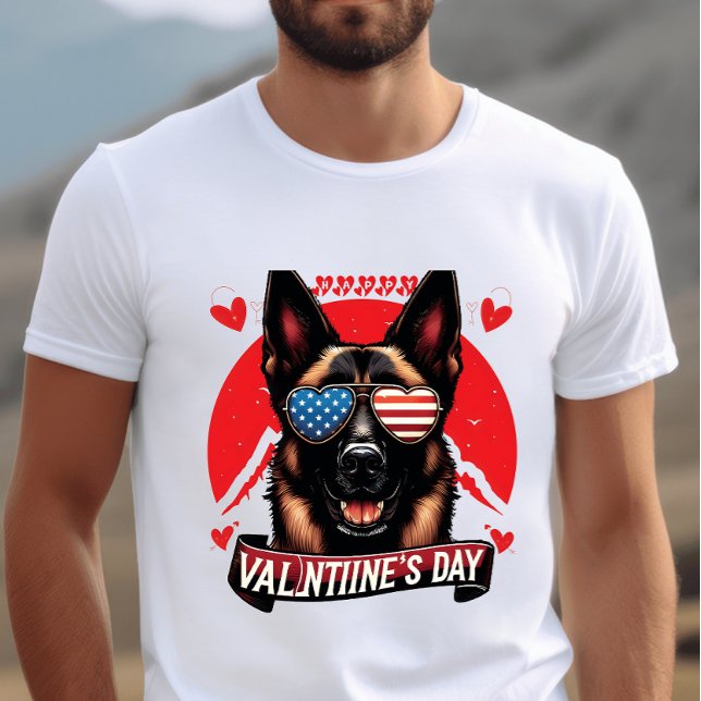 Patriotic Pooch Passion - Valentine's Day Hunde Li T-Shirt (Von Creator hochgeladen)