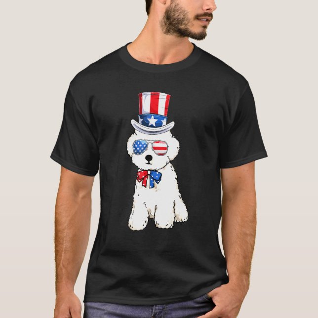 Patriotic Poodle Hund US amerikanische Flagge Männ T-Shirt (Vorderseite)