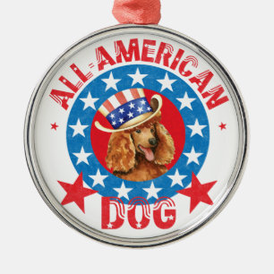 Patriotic Poodle Ornament Aus Metall