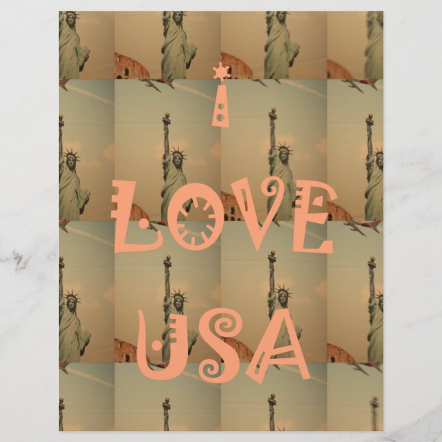 Patriotic Pop Art: "I Liebe USA" Grafikdesign Briefbogen (Vorderseite)