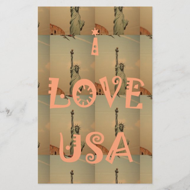 Patriotic Pop Art: "I Liebe USA" Grafikdesign Briefpapier (Vorderseite)