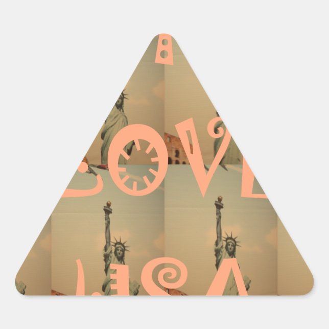 Patriotic Pop Art: "I Liebe USA" Grafikdesign Dreieckiger Aufkleber (Vorderseite)