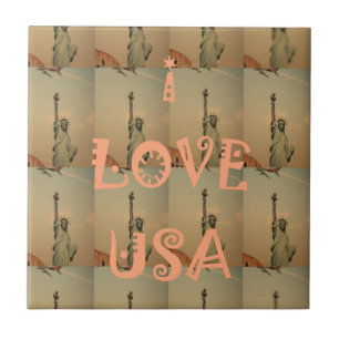 Patriotic Pop Art: "I Liebe USA" Grafikdesign Fliese