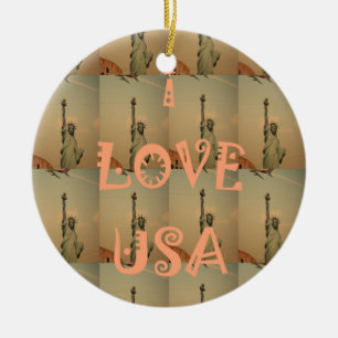 Patriotic Pop Art: "I Liebe USA" Grafikdesign Keramikornament