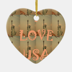 Patriotic Pop Art: "I Liebe USA" Grafikdesign Keramikornament