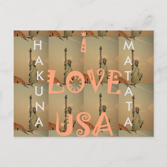 Patriotic Pop Art: "I Liebe USA" Grafikdesign Postkarte (Vorderseite)