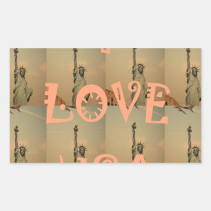 Patriotic Pop Art: "I Liebe USA" Grafikdesign Rechteckiger Aufkleber