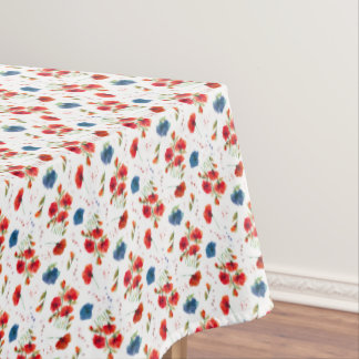 Patriotic Poppies Floral in Red White Blue Tischdecke