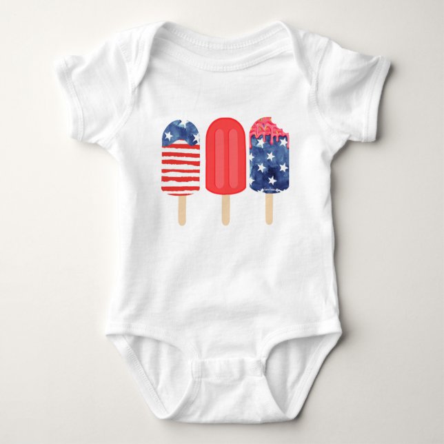 Patriotic Popsicle Baby Strampler (Vorderseite)