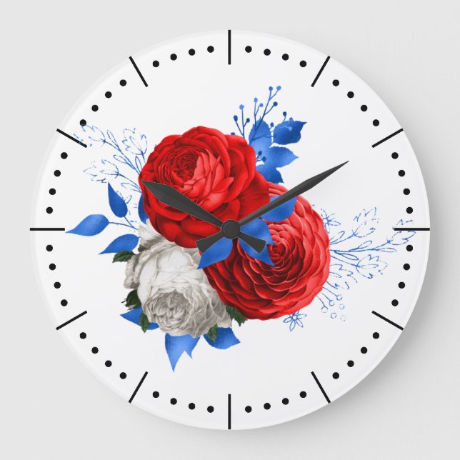 Patriotic Posey 1 Acrylwand Große Wanduhr (Vorderseite)