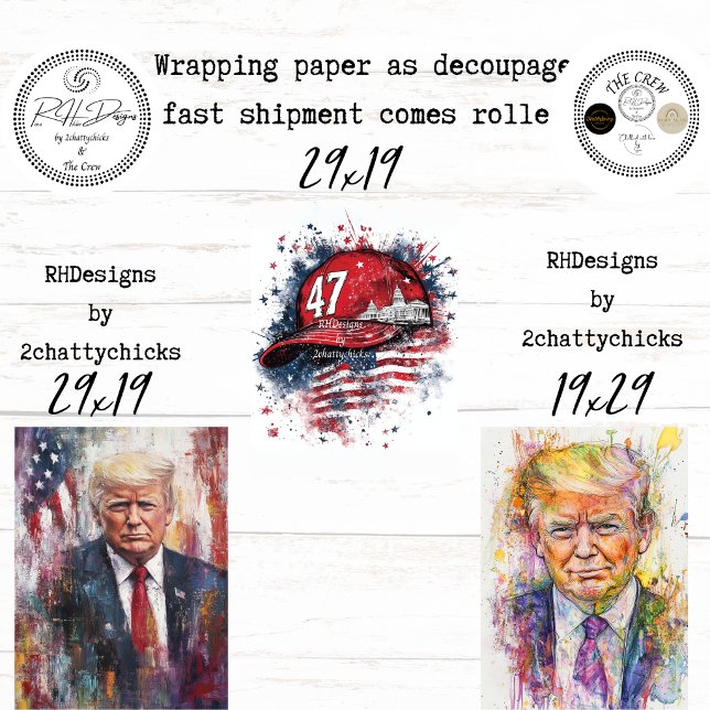 Patriotic Presidential Portrait Abstract Decoupage Geschenkpapier Set (Von Creator hochgeladen)