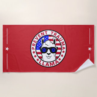 Patriotic Prevent Trauma Llama Beach Handtuch