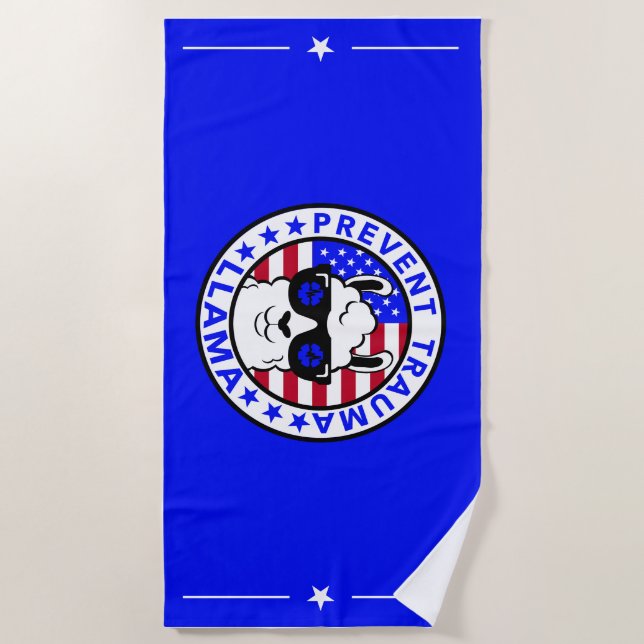 Patriotic Prevent Trauma Llama Beach Handtuch (Vorderseite)
