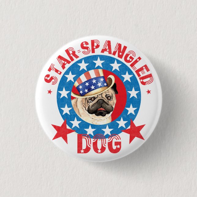 Patriotic Pug Button (Vorderseite)
