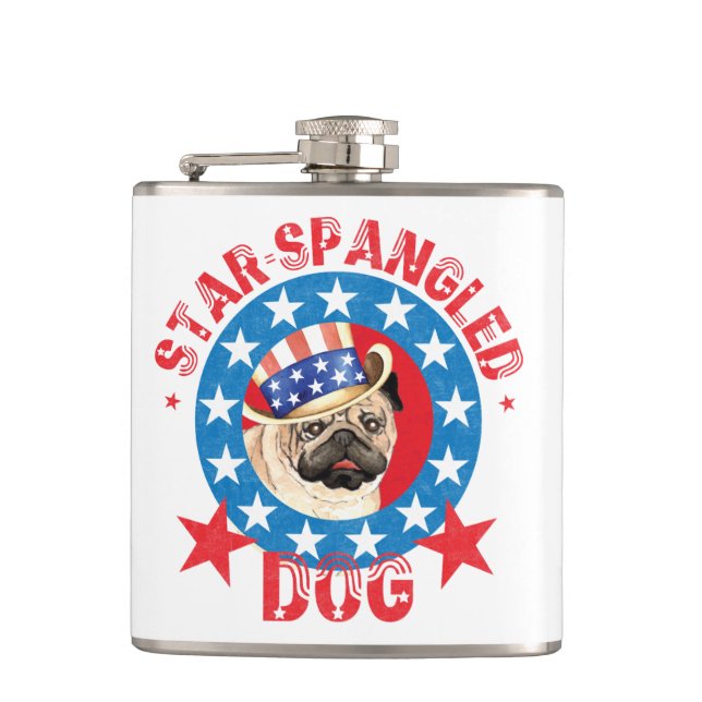 Patriotic Pug Flachmann (Vorderseite)
