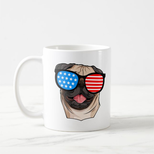 Patriotic Pug Kaffeetasse (Links)