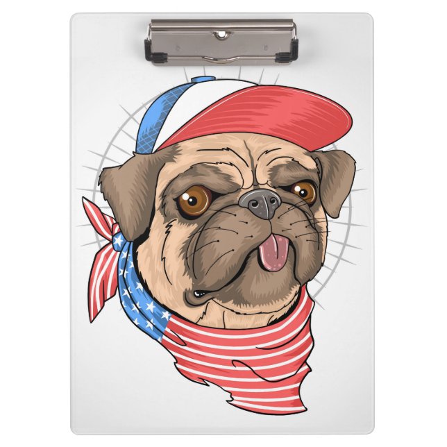 Patriotic Pug Klemmbrett (Vorderseite)
