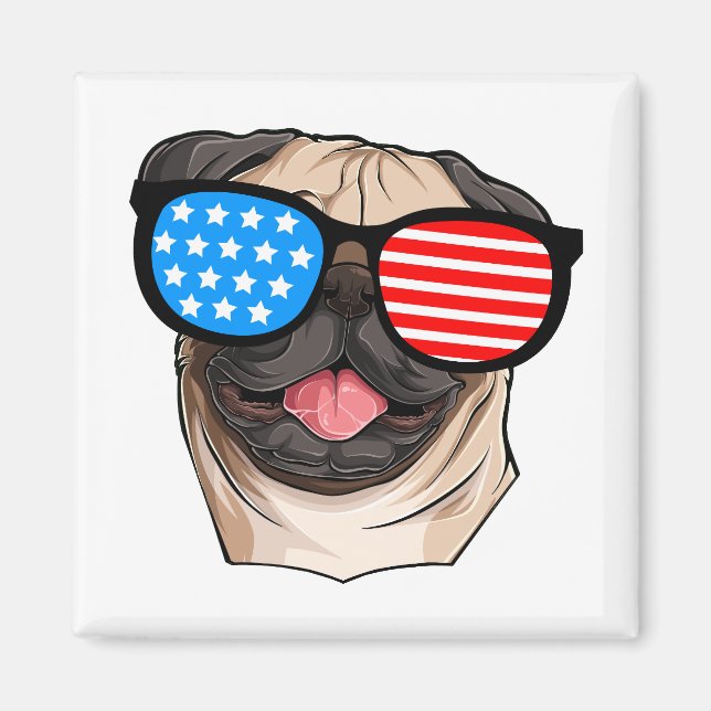 Patriotic Pug Magnet (Vorne)