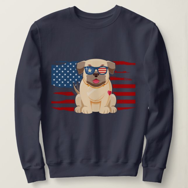 Patriotic Pug Sweatshirt (Design vorne)