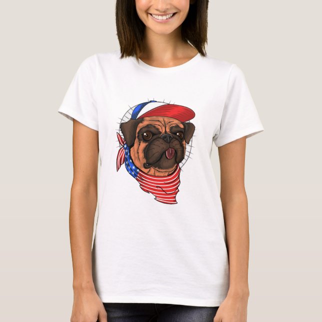 Patriotic Pug T-Shirt (Vorderseite)