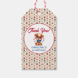 Patriotic Puppy Firecracker Birthday Geschenkanhänger