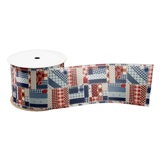 Patriotic Quilt Ribbon Satinband (Spule)
