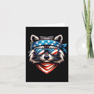 Patriotic Raccoon 4. Juli American Flag Müll Karte