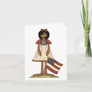 Patriotic Rag Doll Girl Americana Folk Karte
