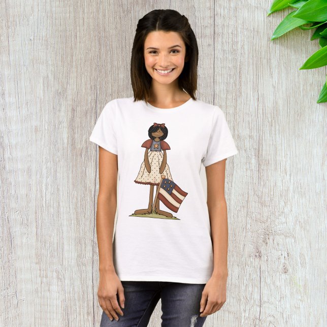 Patriotic Rag Doll Girl Americana Folk T-Shirt (Von Creator hochgeladen)