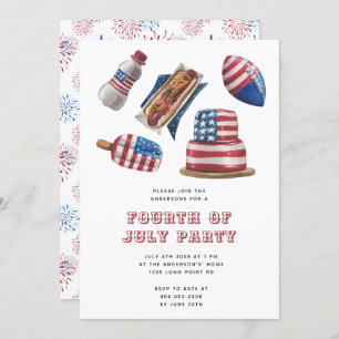 Patriotic Red & Blue GRILLEN Moderne 4. Juli Party Einladung